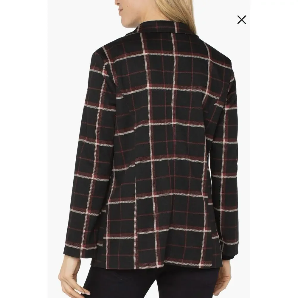 Liverpool Los Angeles Boyfriend Blazer Plaid Open Front Relax Pockets Women's XL